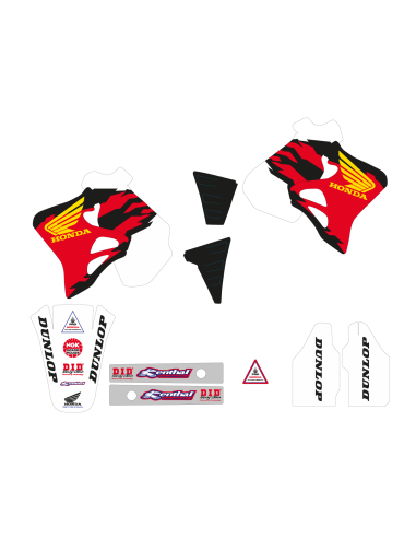 Kit déco + housse de selle + plastiques réplica MCGraph Honda CR 125-250 1995-1997